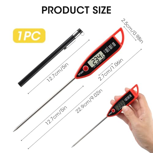 Digital Kitchen Thermometer for Water, 12.7cm Meat Thermometer Probe with Large LCD Screen Tip Cover Waterproof High Accuracy Instant Read Food Thermometer for Cooking BBQ Sugar Jam Milk Water Liquid - Image 6