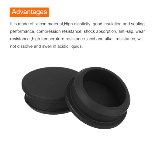 Image of MECCANIXITY Silicone Snap in Locking Hole Plugs,Rubber Panel Seal Cover Flush Type Panel Round for Kitchen Rubber Bulkheads Waterproof Sealing Plugs 36.6mm /1.44 Inch Diameter Black,Pack of 4