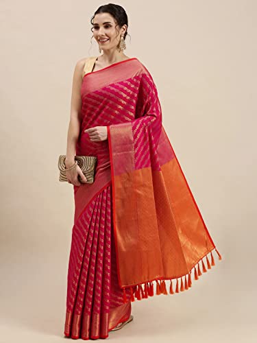Image of Panzora Women's Banarasi Silk Woven Zari Work Saree With Unstitched Blouse Piece
