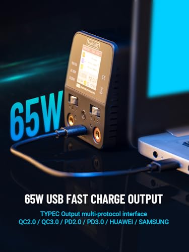 Image of NEW ToolkitRC P200 V2 Mini 30V Supply AC100W DC200W 10A GaN Adjustable Mini Desktop Power Supply USB Output 4.0mm banana female port with TypeC 65W Output fast charging
