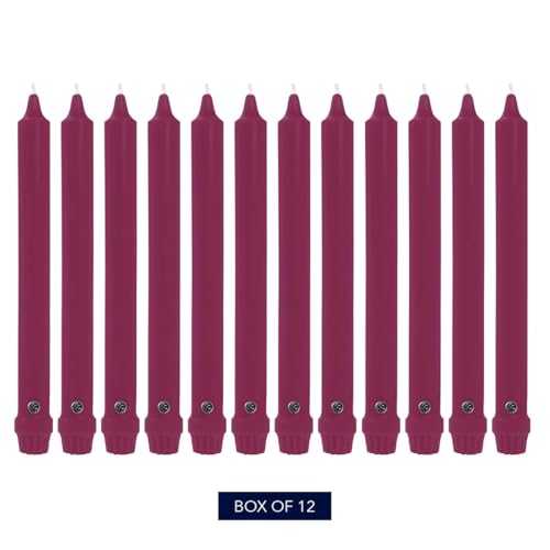 Image of Colonial Candle Unscented Taper Candle, Classic Collection, Mulberry, 12 in, Pack of 12 - Up to 10 Hours Burn