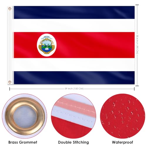 Image of AhfuLife Costa Rica Flag 3x5 Ft,Large Costa Rican National Flag