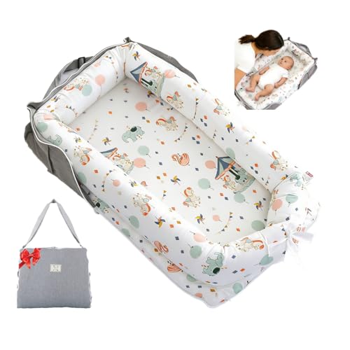 Image of Loevin Baby Lounger for Newborn for Tummy Time,Baby Lounger Play Gym mat with Portable Bag,Awake-Time Newborn Babies Essentials Gifts 0-24 Months Home Travel(Carousel)