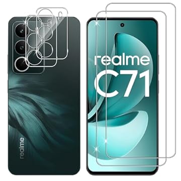 Lutree Vetro Temperato per Realme C71, 2+2 Pezzi Pellicola Protettiva + Pellicola Fotocamera, 9H Vetro Protettivo Durezza, HD Senza Bolle Protezione Schermo