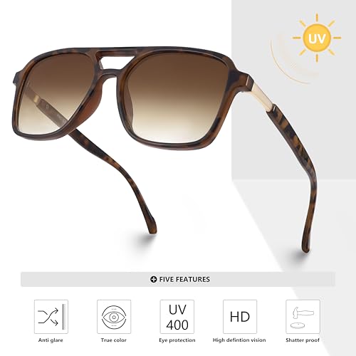 AZorb 3Pack Retro Square Aviator Sunglasses for Women Men - Trendy Rectangle Flat Aviator Sun Glasses Vintage Shades3