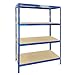 Scaffale legno metallo 4 ripiani cm L120xP60 xH180 Alta portata Blu Incastro