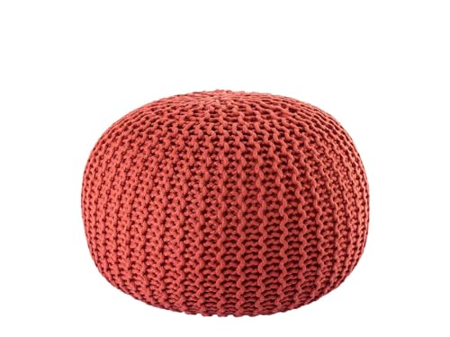 kreatives Wohnen Pouf Premium ø45cm Sitzhocker Strickpouf Innen Terrasse Pool Garten nachhaltig Terracotta - Ginger