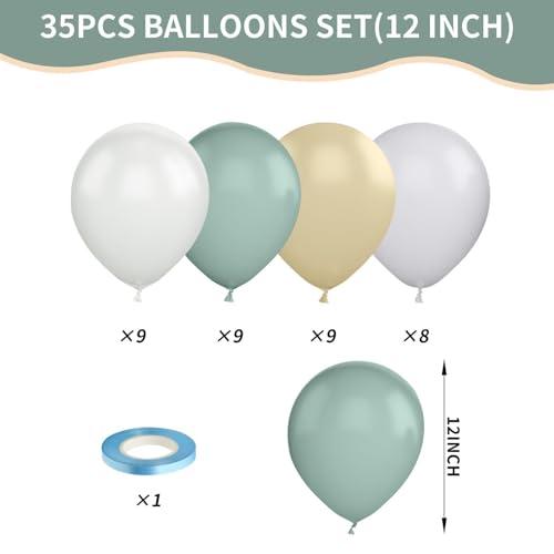Image of Dusty Blue Neutral Balloons, 12 Inchs Baby Blue White Apricot Grey Neutral Balloons for Birthday, Bridal Shower Baby Shower Wedding Party Decoration