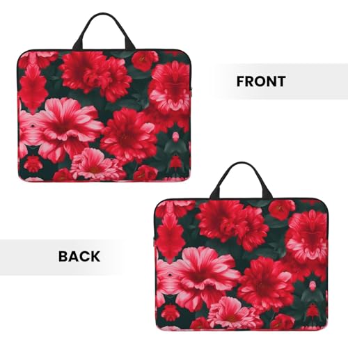 Funda para laptop 14in flores rosas con asa y bolsillo miniatura 5