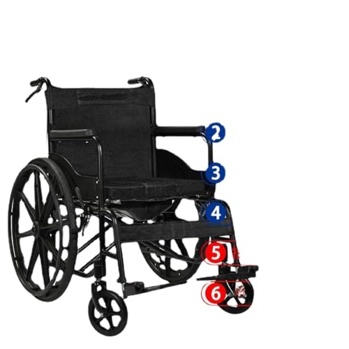 高齢者用折りたたみ軽量車椅子 麻痺高齢者用手動多機能ポータブルベビーカー (大便器(革製イージーケア)一体型車輪付き車椅子)