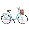 Complete Cruiser-fietsen, Fiets Heren en Dames Single Variable Speed​Student Lichtgewicht Fiets Retro Net Rode Auto…