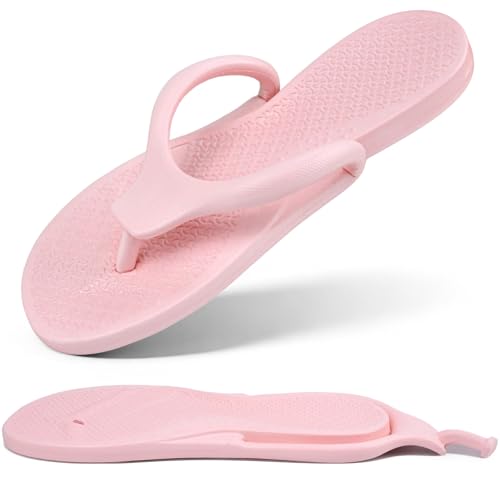 ZOORON Flip Flops for Women Men Lightweight Shower Shoes Foldable Travel Slippers Non-Slip Quick-Dry Bathroom Summer Beach Thong Sandals