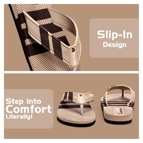 Image of Men Stylish Thong Slippers with Textured Anti-Slip Sole, Comfortable Cushioned Footbed, Lightweight Everyday Wear Slippers for Indoor and Outdoor Use