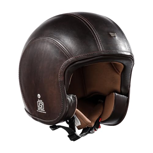 Royal-Enfield-Granado-Neo-Helmet-ISI-and-DOT-Certified-Leather-Outer-Shell-High-Impact-Grade-Thermoplastic-Impact-Protection-Vented-EPS-Dark-Brown-L Royal Enfield Granado Neo Helmet | ISI and DOT Certified Leather | Outer Shell: High Impact Grade Thermoplastic | Impact Protection: Vented EPS Dark Brown | L