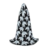 SDEGTHO Capa con capucha azul y negra de elefante para disfraz de cosplay para adolescentes, feria renacentista, gótica, fantasía medieval
