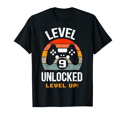 Level 9 Unlocked Video Gamer Level Up 9th Birthday Boys T-Shirt