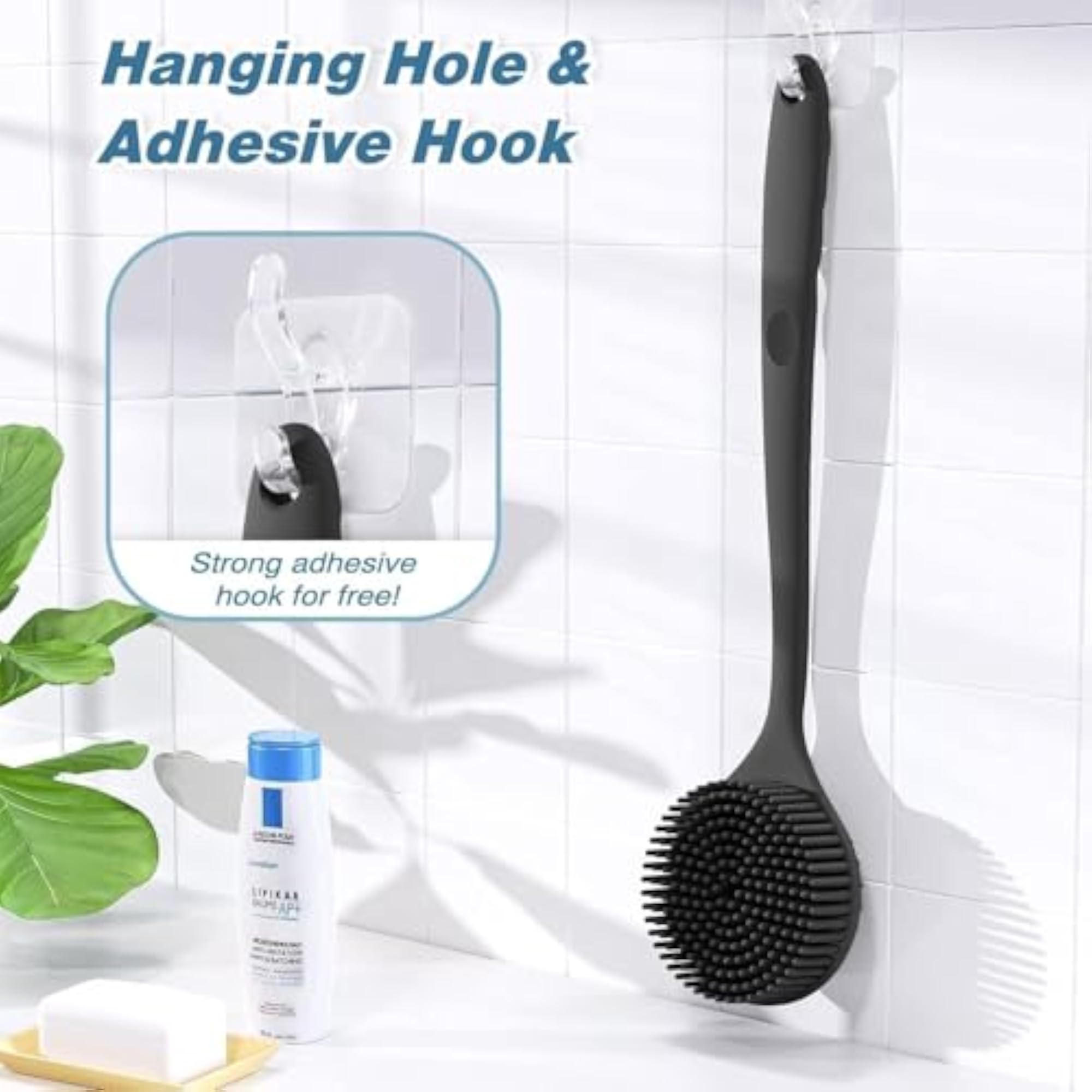 Silicone Back Scrubber with Long Handle