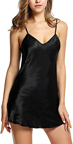Image of Honeymoon Night Dresses for Women - Lightweight Satin Sleepwear Nighties, Hot Bridal Nightwear Dress and Suit for Women, Ladies Lightweight Wear Comfortable, Stylish Nighty for Girls