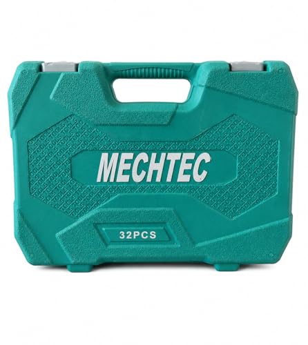 Image of 32 Piece Socket Set, 1 /2 inch Drive, Chrome Vanadium Steel, with Ratchet Handle, Hex (6PT) & Bihex(12pt) Sockets,universal joint,t bar, Extension Bars, in Blow Moulded Case