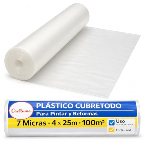 Materiales de preparación | Plástico Cubretodo Para Pintura Profesional Transparente Reciclado Con Y Sin Adhesivo Para Protección De Muebles Suelos Puertas Y Ventanas 4x25 7micras