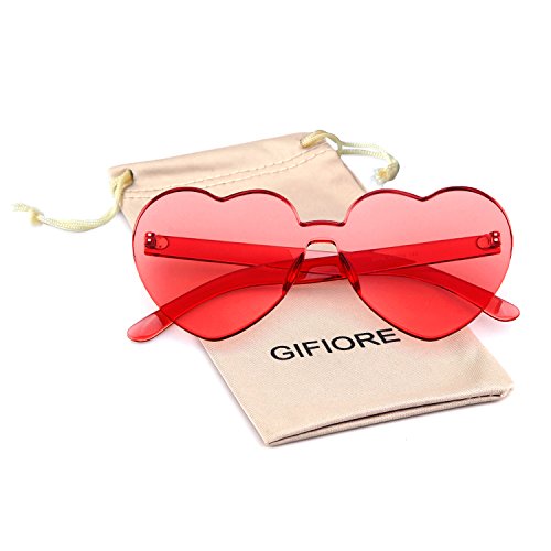 GIFIORE Heart Sunglasses for Women Cute Rimless Heart Shaped Sun Glasses Candy Color Shades2