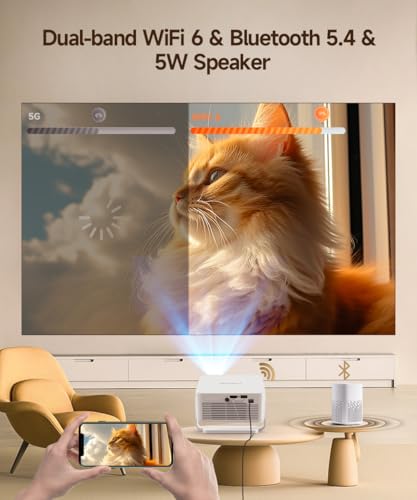 Magcubic Android 14 Beamer, HY300max Mini Beamer 4K & 8K mit Dualband WiFi 6 BT 5.4, 260 ANSI unterstützt Autofokus und Trapezkorrektur geeignet für Heimkino projektor – Bild 5