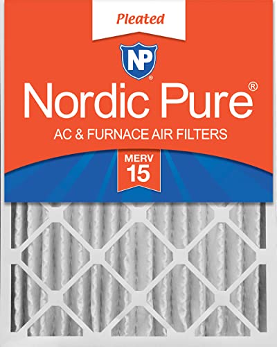 Image of Nordic Pure 20x20x4 Pleated MERV 15 Air Filter 1 Pack | Actual Size: 19 1 /2 x 19 1 /2 x 3 5 /8 Made in USA, Pro Strength HVAC Filtration, Fine Particles, Dust, Pollen & Pet Dander