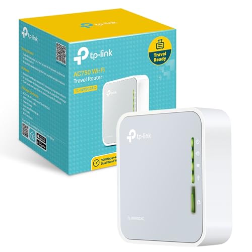 TP-Link TL-WR902AC AC750Mbps Dual Band Wi-Fi Travel Router Portable WiFi Solution Support Router/Hotspot/Range Extender/Mode/Access Point Mode 1 USB 2.0 Port/1 Micro USB Port 1 WPS Button UK Plug