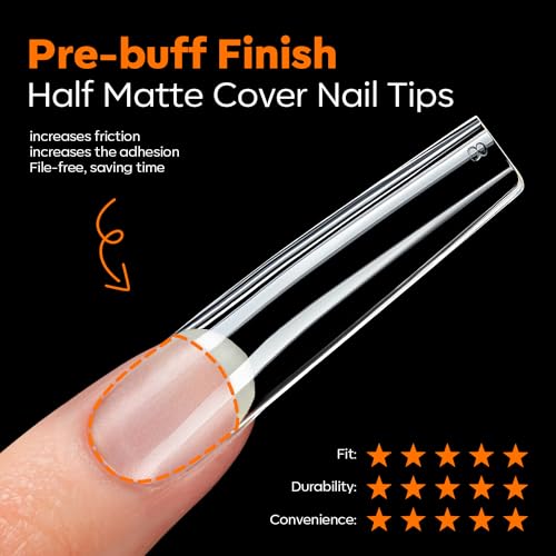 Image of Modelones Long Square Nail Tips Pre-shaped XXl Soft Gel Fake Nails False