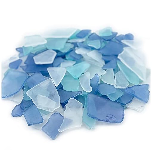 CYS EXCEL Sea Glass 24 Ounces Cobalt Blue & Light Blue & Clear Mix | Multiple Color Choices Crushed Glass Vase Filler | Aquarium Nautical Décor for Art Crafts Flat Frosted Dyed Color Stone