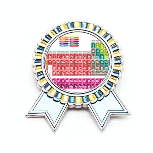 Broche de table périodique en métal motif chimie taille M