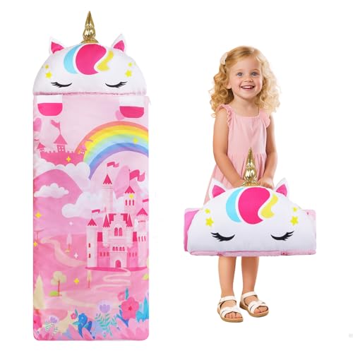 1. Alta Qualità: i toddler nap mat Decalsweet per bambini hanno un design a forma di unicorni, particolarmente carino, e sono dotati di cuscini e coperte per bambini, con fibra di poliestere di alta qualità e fodera in velluto visone a pois, per creare un ambiente di sonno caldo, confortevole e tranquillo per il vostro bambino, con una cura tenera della pelle del vostro bambino.