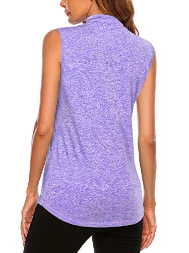 Image of Koscacy Women's Sleeveless Golf Tennis Polo Shirts Zip Up Dry Fit Workout Tank Tops Athletic Shirt