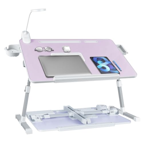 Image of Adjustable Laptop Lap Desk with Cooling Fan USB Light for Adults
