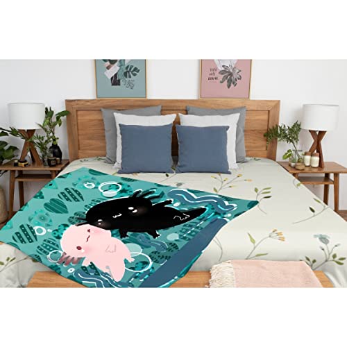 Avalokitesvara Cute Axolotl Flannel Blanket,Throw Soft Warm Fluffy Plush,Lightweight Microfiber For Bed Couch Chair Living Room 50X40 Inch For Kid #TOP5