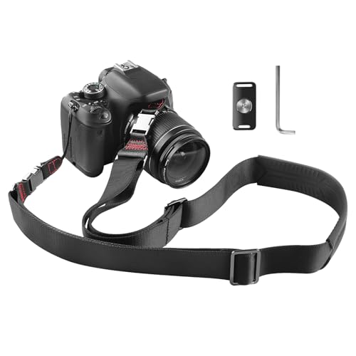 FIEIL Camera Strap, Quick-Release Camera Neck Strap with Metal Buckle, Adjustable Photographer Silicone Camera Straps for All DSLR Camera Nikon Canon Sony (Thickened Nylon Black)