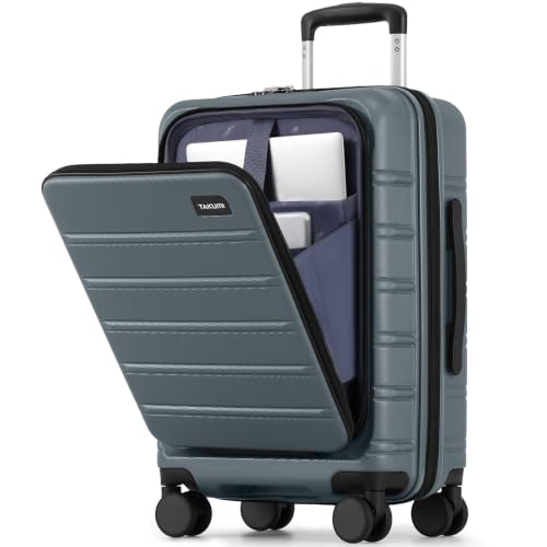 Image of TAKUMI Suitcases with Wheels, Expandable Carry on Luggage, Navy, 20 Inch | Airline Approved for Travel, Business Trip, Front Pocket, Impact Resistant Hardshell, 360 Double Spinner Wheels, TSA Lock