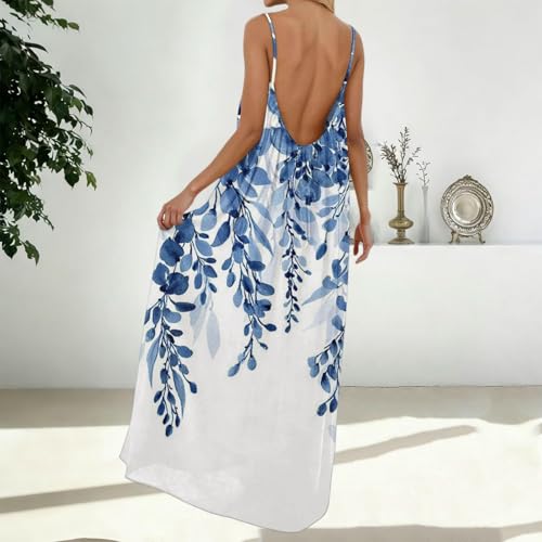 Image of HTHLVMD Backless Cami Dress Summer Dresses for Women 2026 Spaghetti Strap Dresses Womens Solid Color Backless Cami Dress