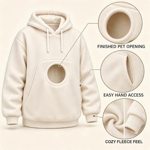 Cat Pouch Hoodie for Women Y2K Comfy Fleece Carrier Pullover Hoodie - image 5