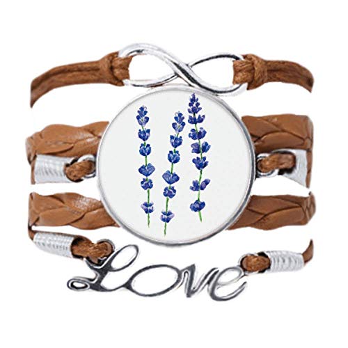 Bracelet corde en cuir noir tressé fleurs de lavande bleue bijou fantaisie