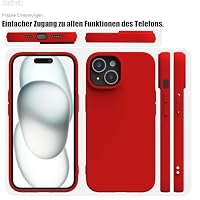 Zuvirelx Silikon Handyhülle für iPhone 15 Hülle, Weiches Griff, Dünne, Minimalistisch, Stoßfest, rutschfest, Taschenpassend - Rot – Ansicht 7