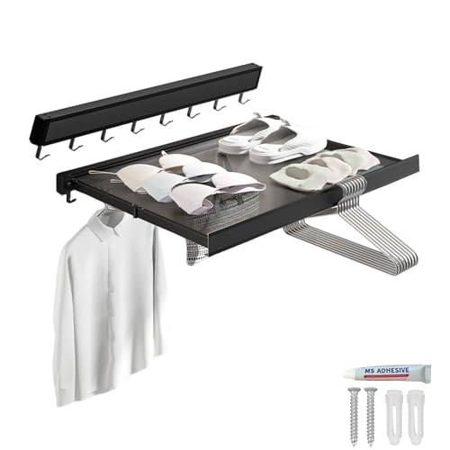 MAGIC SELECT Tendedero de Pared. Tendedero de Aluminio Plegable con Rejilla Secado Retráctil. Tendedero de Malla para Balcón, Terraza, Dormitorio. Ahorra Espacio en Interior y Exterior (60cm)
