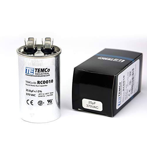 TEMCo 25 uf/MFD 370 VAC Volts Round Run Capacitor 50/60 Hz AC Electric - Lot -1 (Optional uf/MFD, Voltage and Lot Quantities Available)