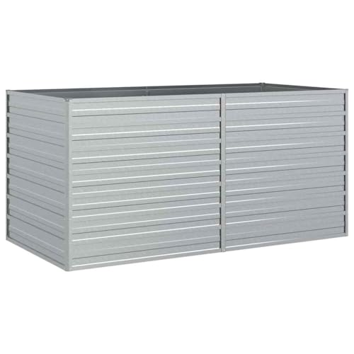 vidaXL Garten Hochbeet Pflanzbeet Gemüsebeet Pflanzkasten Blumenbeet Blumenkasten Frühbeet Pflanzkübel Blumenkübel 160x80x77cm Verzinkter Stahl Silbern