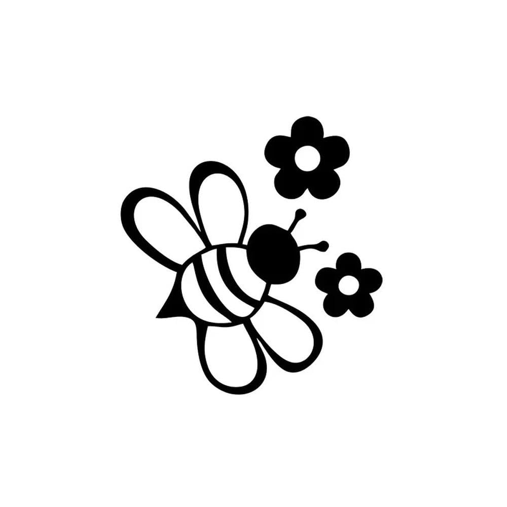 Bee Flowers Car Sticker Auto Body Bumper Windows Motorcycle Laptop Walls Vinyl Film Decal(Black,2pcs)
