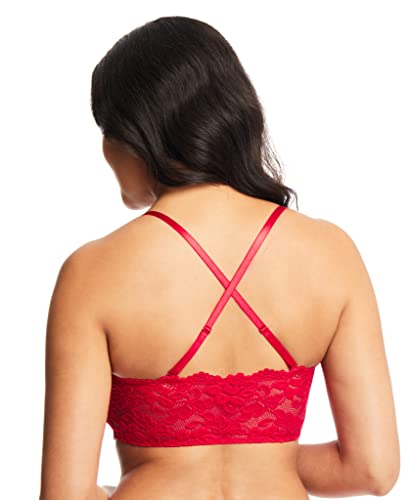 Women's Amber Bandeau Bra With Adjustable Straps, Unpadded & Unlined Wireless Tube Top Bralette, Everyday Lingerie (Small, Red/Orchid) #TOP3