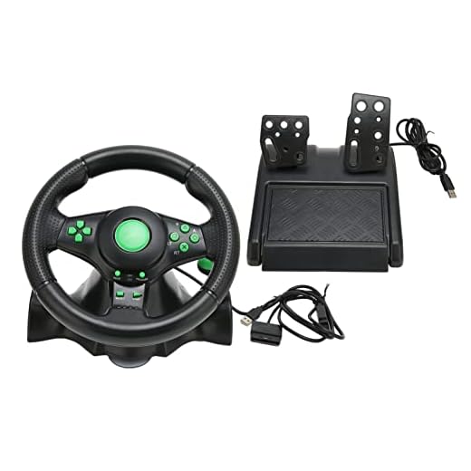 Volante de PC, volante de 180 graus de corrida de carro com pedal design ergonômico e rotação de 180 graus para Xbox 360, PS3, PS2, PC