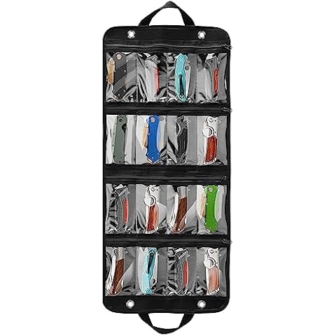 SWISSELITE Knife Display Bag, Felt Knife Display Case, Foldable Knife Storage Holder, Knife Carrying Organizer with 16 Slots Cover