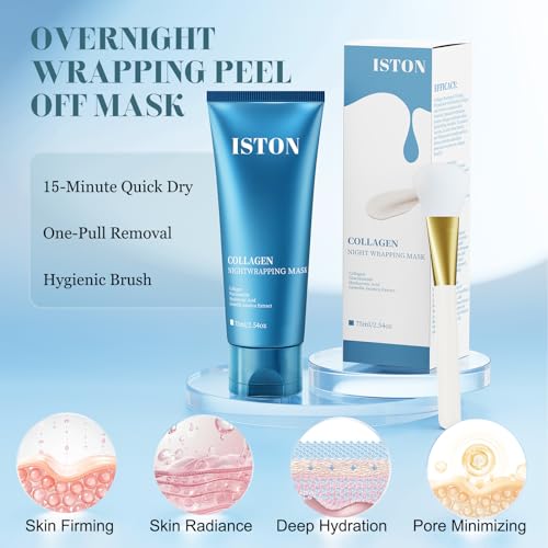 ISTON Collagen Night Wrapping Mask for Glass Skin - Elasticity& Hydration Boost,Reduces Dullness&Radiant Skin| Easy Peel-Off Collagen Face Mask Skin Care - Image 7