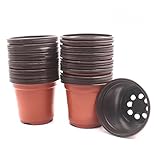 HAZOULEN Plastic Flower Seedling Pot Plants Nursery Pots, 50 Pack, Terracotta, 4 Inch